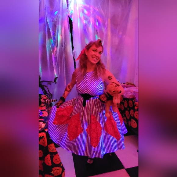 The Oblong Box Shop (TOBS) Picnic in the Park Dress, XL, Striped with - Picture 3 of 3